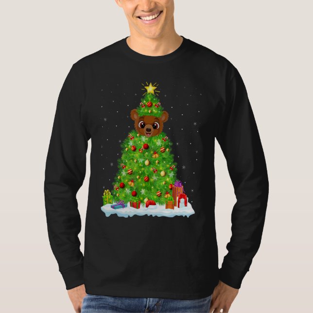 Camiseta Xmas Decorations Lights Santa Grizzly Bear Christm (Anverso)