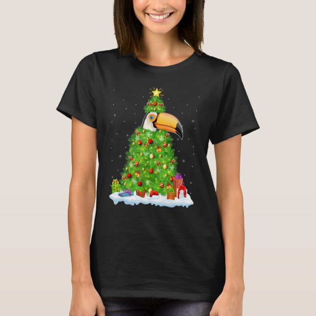 Camiseta Xmas Decorations Lights Santa Hornbill Bird Christ (Anverso)