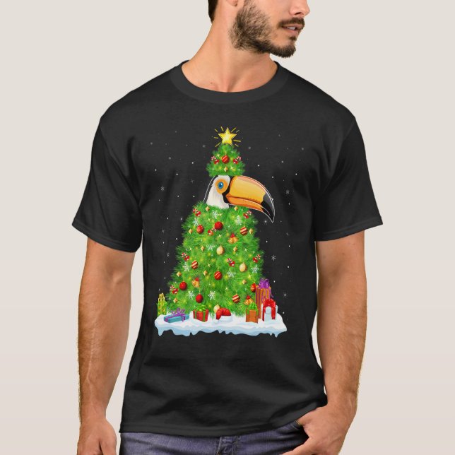 Camiseta Xmas Decorations Lights Santa Hornbill Bird Christ (Anverso)