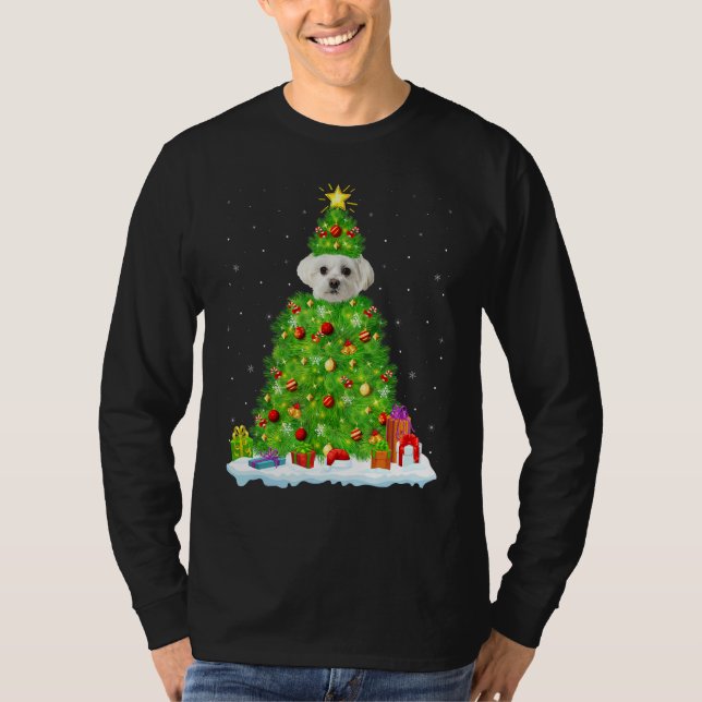 Camiseta Xmas Decorations Lights Santa Maltese Dog Christma (Anverso)