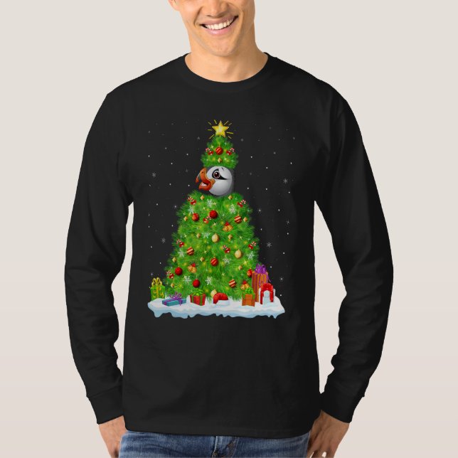Camiseta Xmas Decorations Lights Santa Puffin Bird Christma (Anverso)