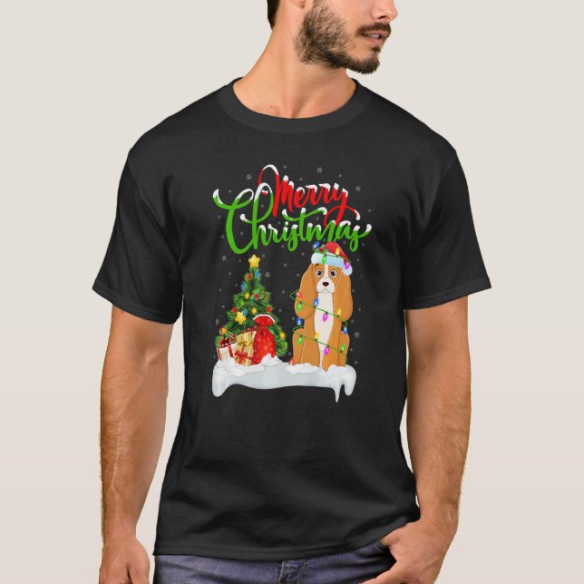 Camiseta Xmas Decorations Santa Cocker Spaniel Dog Christma (Anverso)