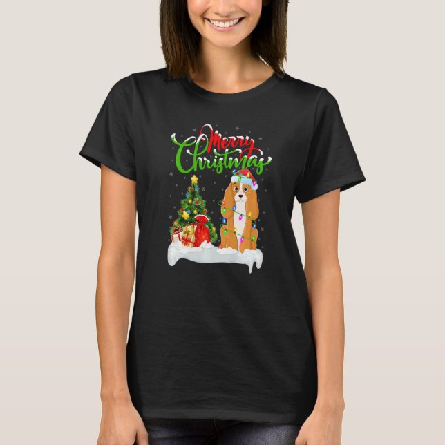 Camiseta Xmas Decorations Santa Cocker Spaniel Dog Christma (Anverso)