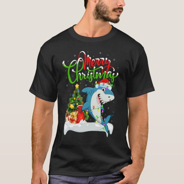 Camiseta Xmas Decorations Santa Great White Shark Christmas (Anverso)