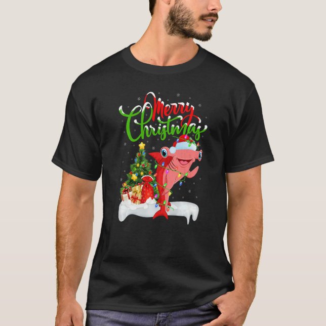 Camiseta Xmas Decorations Santa Hammerhead Shark Christmas  (Anverso)