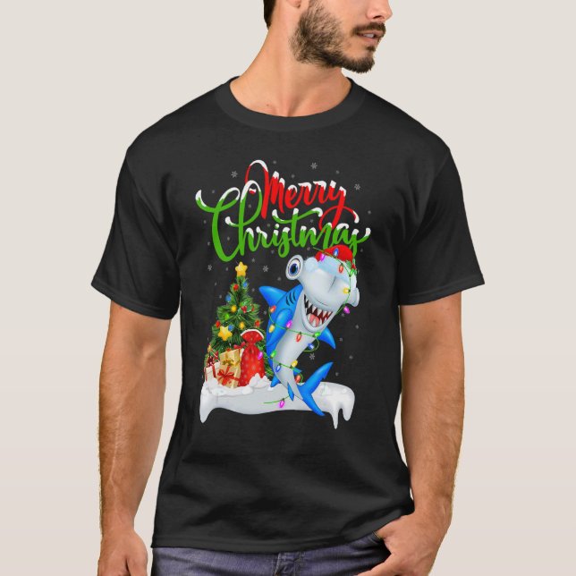 Camiseta Xmas Decorations Santa Hammerhead Shark Christmas (Anverso)