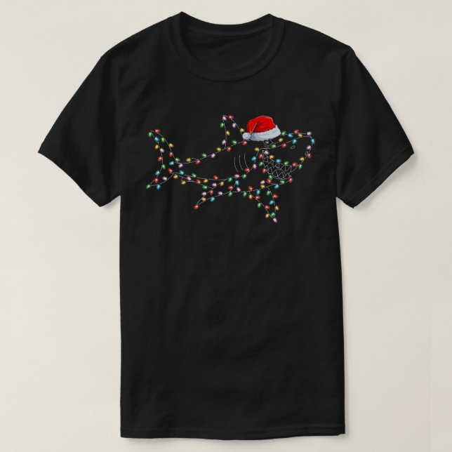 Camiseta Xmas del amante del tiburón enciende a Navidades d (Diseño del anverso)