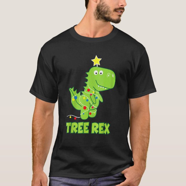 Camiseta Xmas Dinosaur Rex Pajamas Para Niños Pequeños 1 (Anverso)