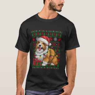 Camiseta Xmas enciende feas Santa Hat Pastor belga Cristo