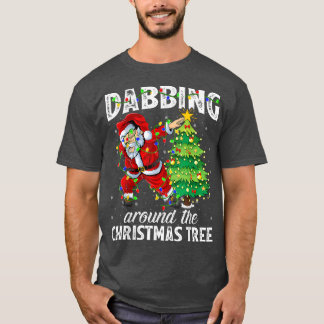 Camiseta Xmas enciende Santa Dabbing alrededor de la torre 