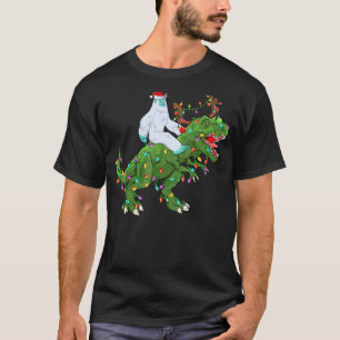 Camiseta Xmas enciende Santa Yeti Riendo Dinosaurio Trex Cr
