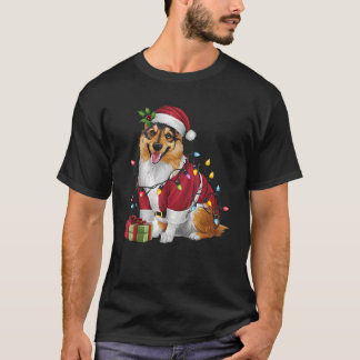 Camiseta Xmas familiares iluminan perro elkhound de Santa N