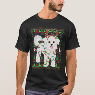 Camiseta Xmas Family Matching Reindeer Ugly Bichon Frise Ch