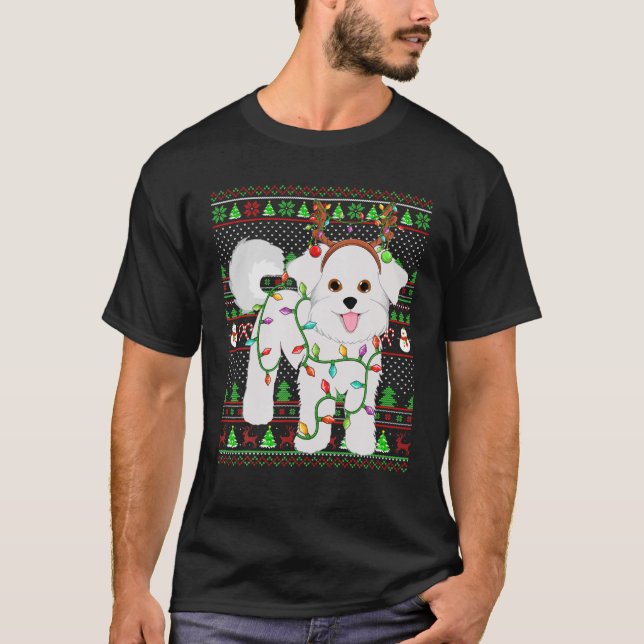 Camiseta Xmas Family Matching Reindeer Ugly Bichon Frise Ch (Anverso)
