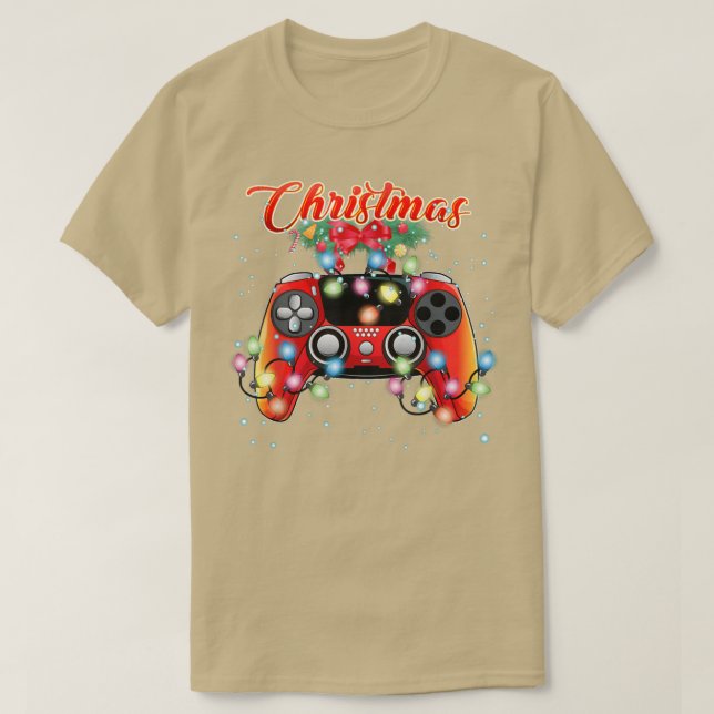 Camiseta Xmas Gamer, juego de video Navidades Cosole encien (Diseño del anverso)