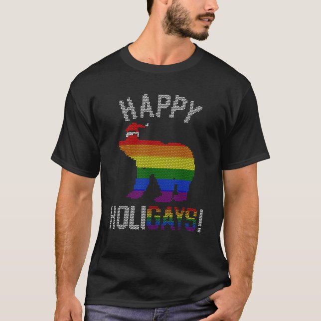 Camiseta Xmas Gay Bear Shirt Gay Dad Pareja Navidades feos (Anverso)