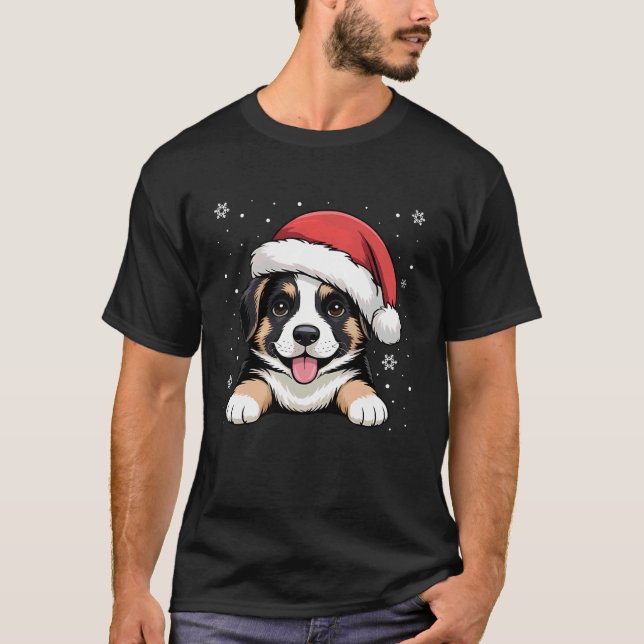Camiseta Xmas German Shepherd Dog Wearing Santa Hat Pet Ani (Anverso)
