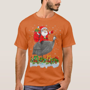 Camiseta Xmas Gracioso Papá Noel Montando Ave De Guinea