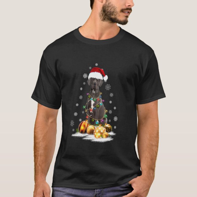 Camiseta Xmas Grandes Navidades de Perro Danés iluminan San (Anverso)