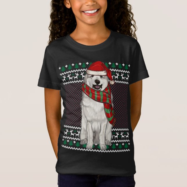 Camiseta Xmas Grandes perros de los Pirineos Santa Hat Navi (Anverso)