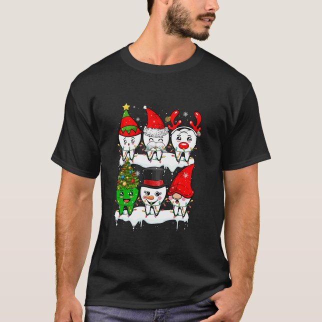 Camiseta Xmas Group Santa Reindeer Elf Teeth Dentist Job De (Anverso)