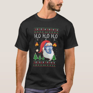 Camiseta Xmas H2O H2O H2O Santa Scuba Dive Navidades feos