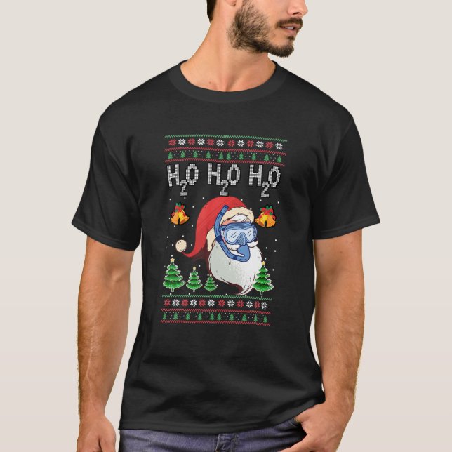 Camiseta Xmas H2O H2O H2O Santa Scuba Dive Navidades feos (Anverso)