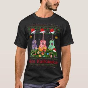 Camiseta Xmas hawaiana Ugly Mele Kalikimaka Guitar Ukulele