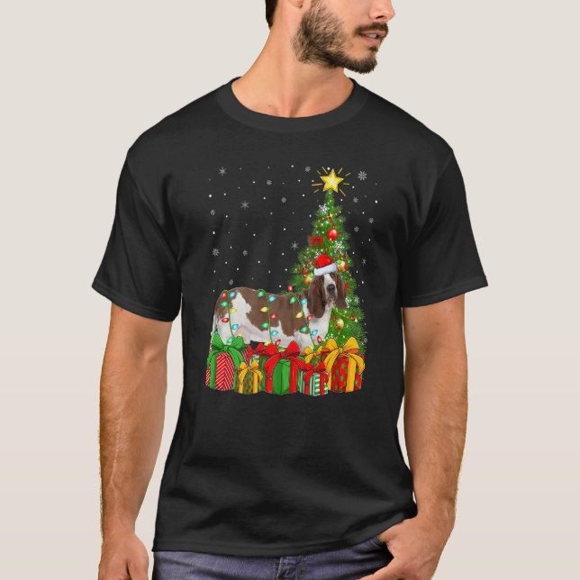 Camiseta Xmas Holiday Lights Santa Basset Hound Dog Christm (Anverso)