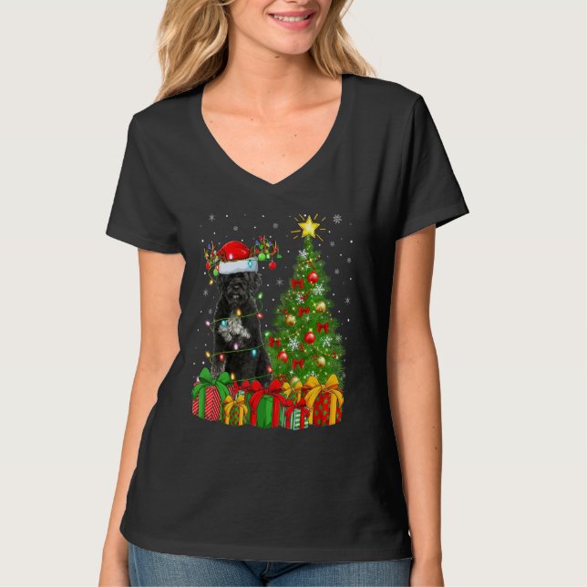 Camiseta Xmas Holiday Lights Santa Giant Schnauzer Dog Chri (Anverso)