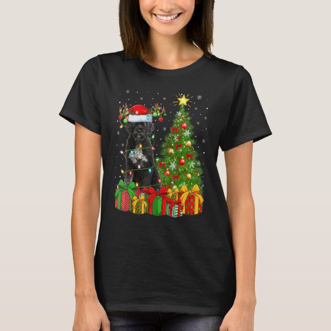 Camiseta Xmas Holiday Lights Santa Giant Schnauzer Dog Chri (Anverso)