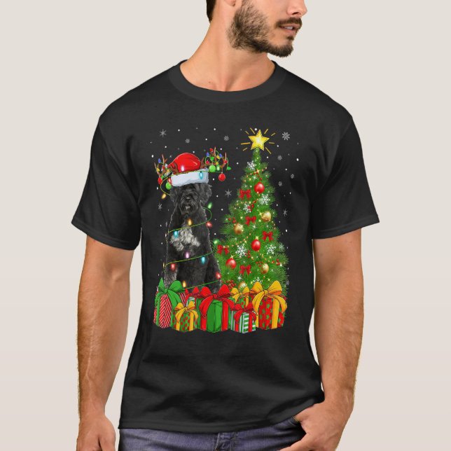Camiseta Xmas Holiday Lights Santa Giant Schnauzer Dog Chri (Anverso)