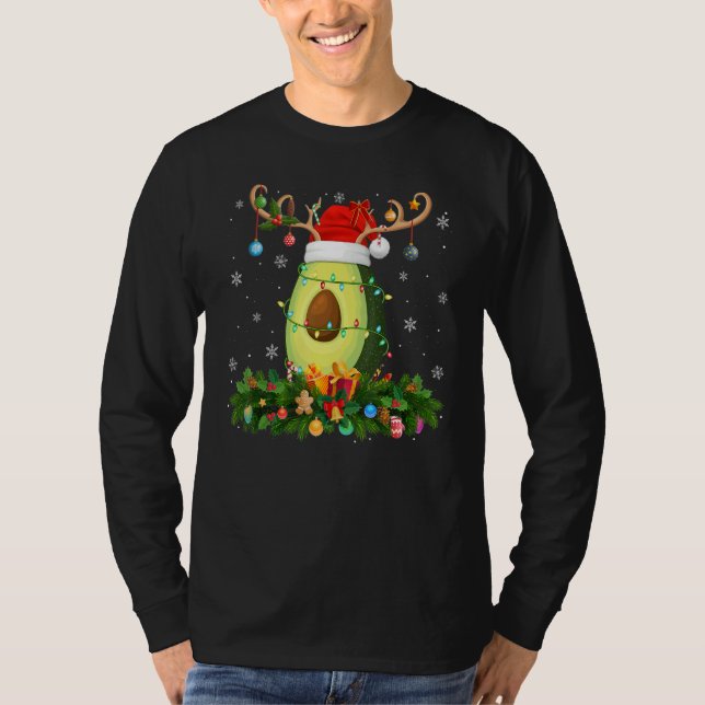 Camiseta Xmas Holiday Reindeer Hat Santa Avocado Fruit Chri (Anverso)
