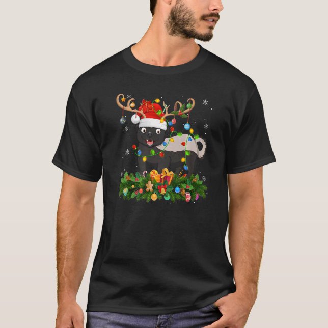 Camiseta Xmas Holiday Reindeer Hat Santa Badger Christmas   (Anverso)