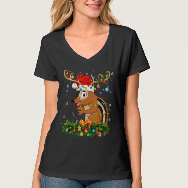 Camiseta Xmas Holiday Reindeer Hat Santa Chipmunk Christmas (Anverso)