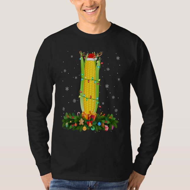 Camiseta Xmas Holiday Reindeer Hat Santa Corn Christmas (Anverso)