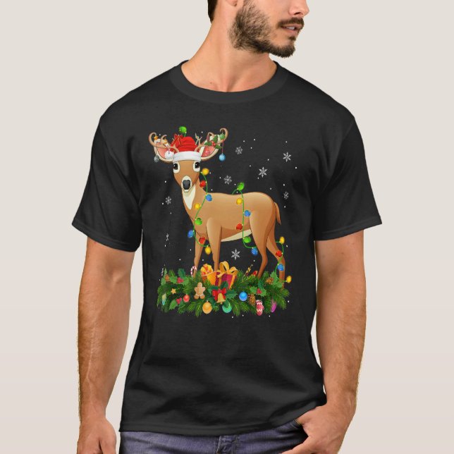 Camiseta Xmas Holiday Reindeer Hat Santa Deer Christmas (Anverso)