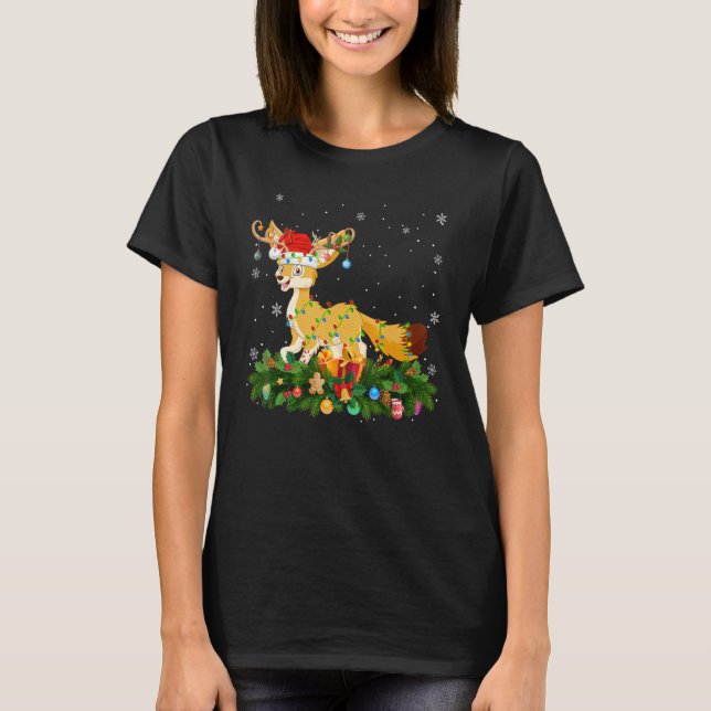 Camiseta Xmas Holiday Reindeer Hat Santa Fennec Fox Christm (Anverso)