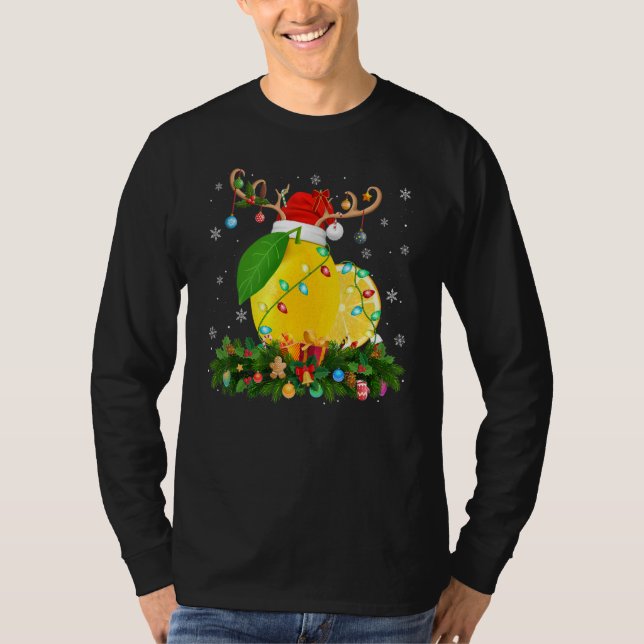 Camiseta Xmas Holiday Reindeer Hat Santa Lemon Christmas (Anverso)