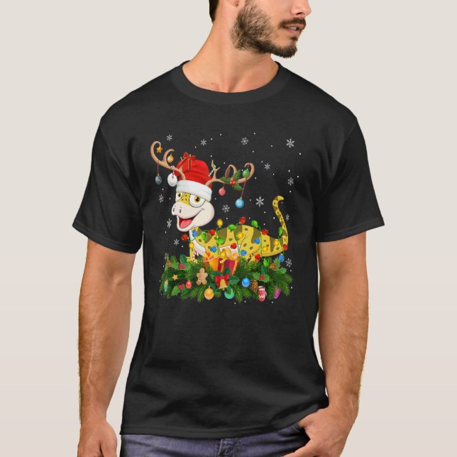 Camiseta Xmas Holiday Reindeer Hat Santa Lizard Christmas (Anverso)