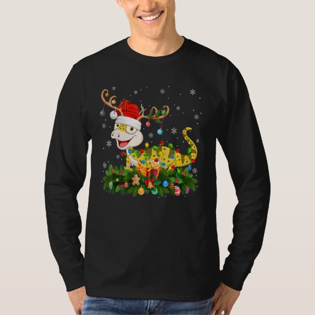 Camiseta Xmas Holiday Reindeer Hat Santa Lizard Christmas (Anverso)