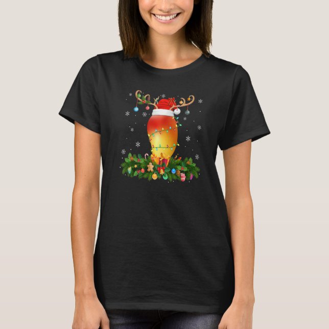 Camiseta Xmas Holiday Reindeer Hat Santa Mango Christmas   (Anverso)