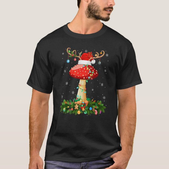 Camiseta Xmas Holiday Reindeer Hat Santa Mushroom Christmas (Anverso)