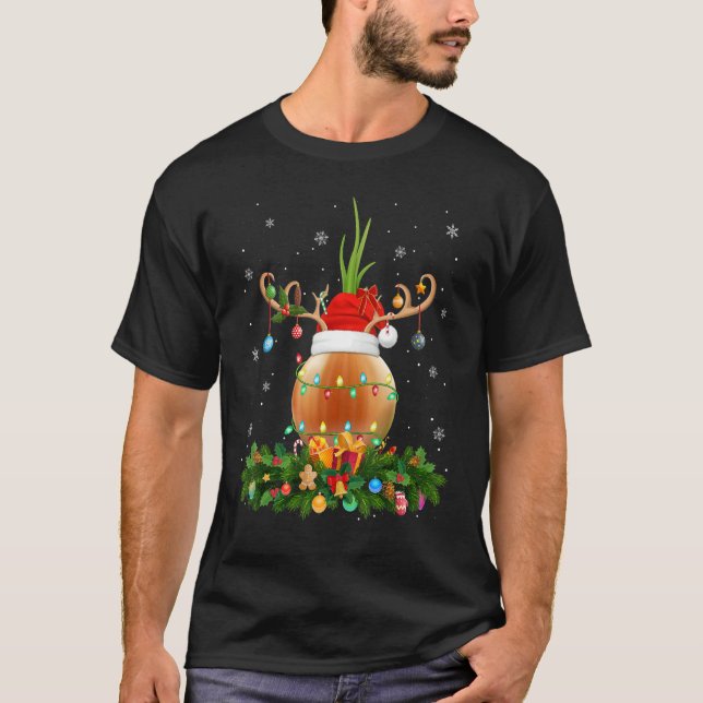 Camiseta Xmas Holiday Reindeer Hat Santa Onion Christmas (Anverso)