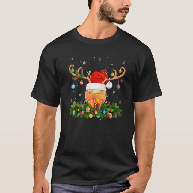 Camiseta Xmas Holiday Reindeer Hat Santa Peach Fruit Christ (Anverso)