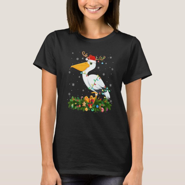 Camiseta Xmas Holiday Reindeer Hat Santa Pelican Bird Chris (Anverso)