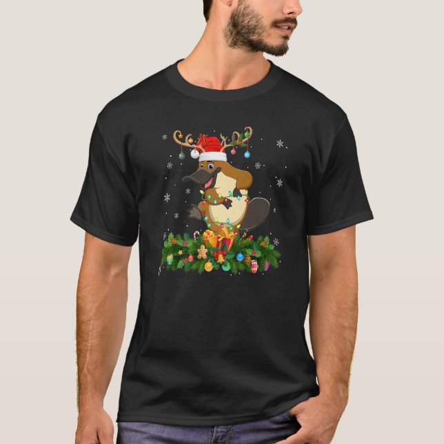 Camiseta Xmas Holiday Reindeer Hat Santa Platypus Christmas (Anverso)