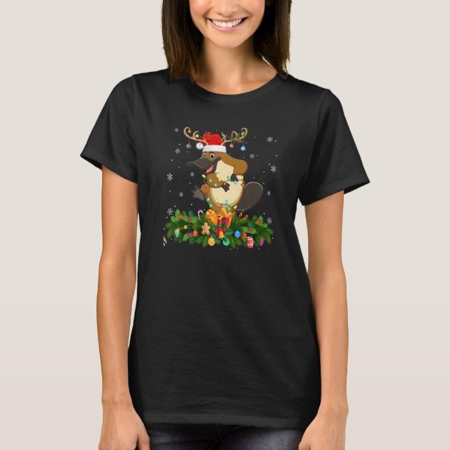 Camiseta Xmas Holiday Reindeer Hat Santa Platypus Christmas (Anverso)