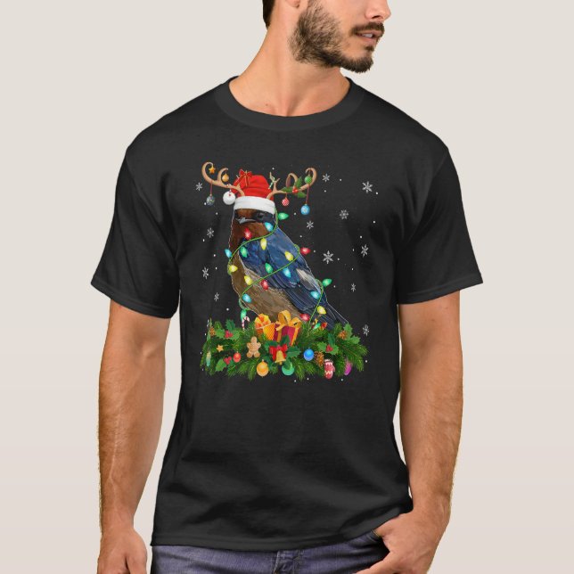 Camiseta Xmas Holiday Reindeer Hat Santa Swallow Bird Chris (Anverso)