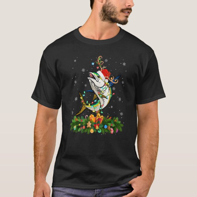 Camiseta Xmas Holiday Reindeer Hat Santa Tuna Fish Christma (Anverso)